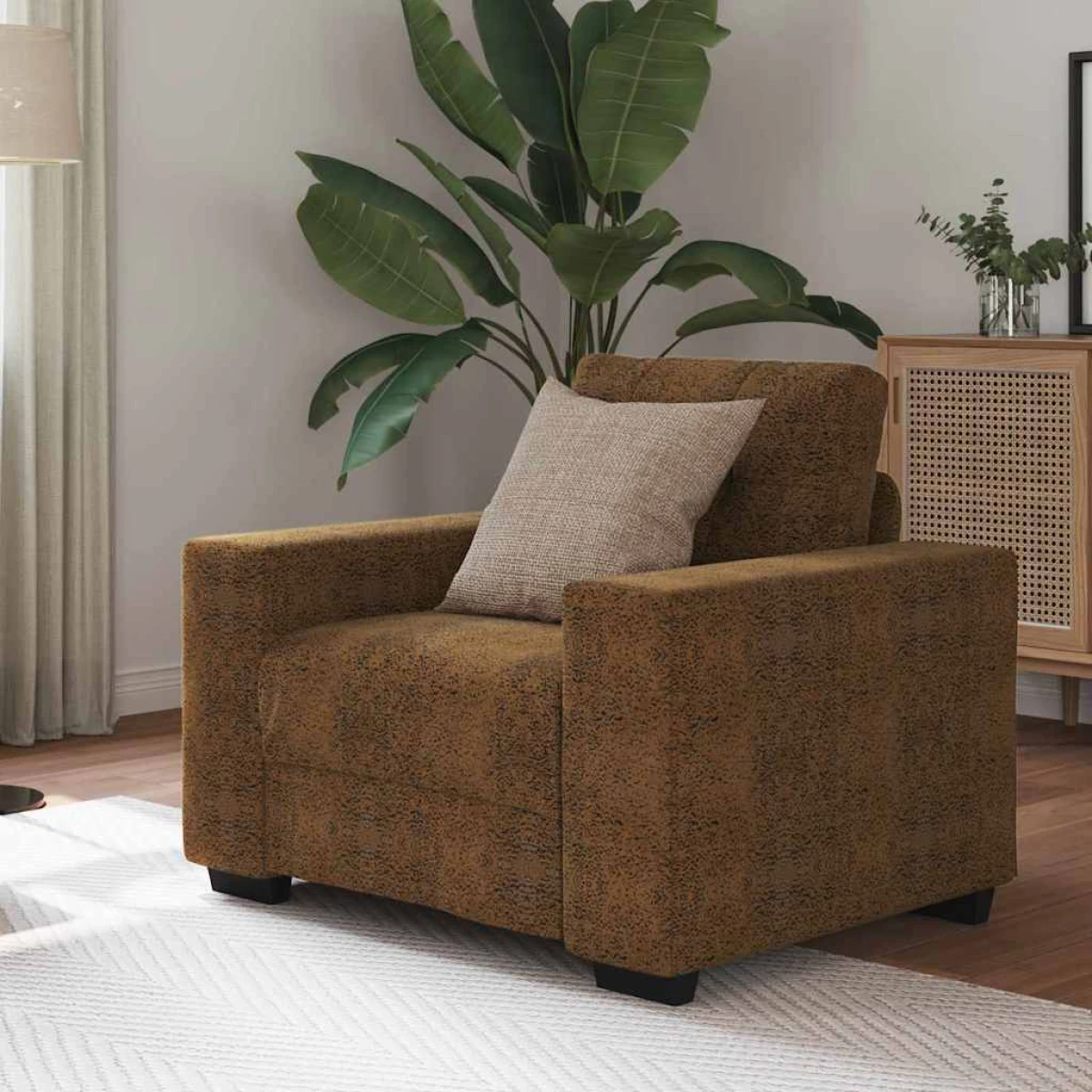 vidaXL VidaXL Sofa Chair Compact Cushion Brown Faux Leather Home - Sofa