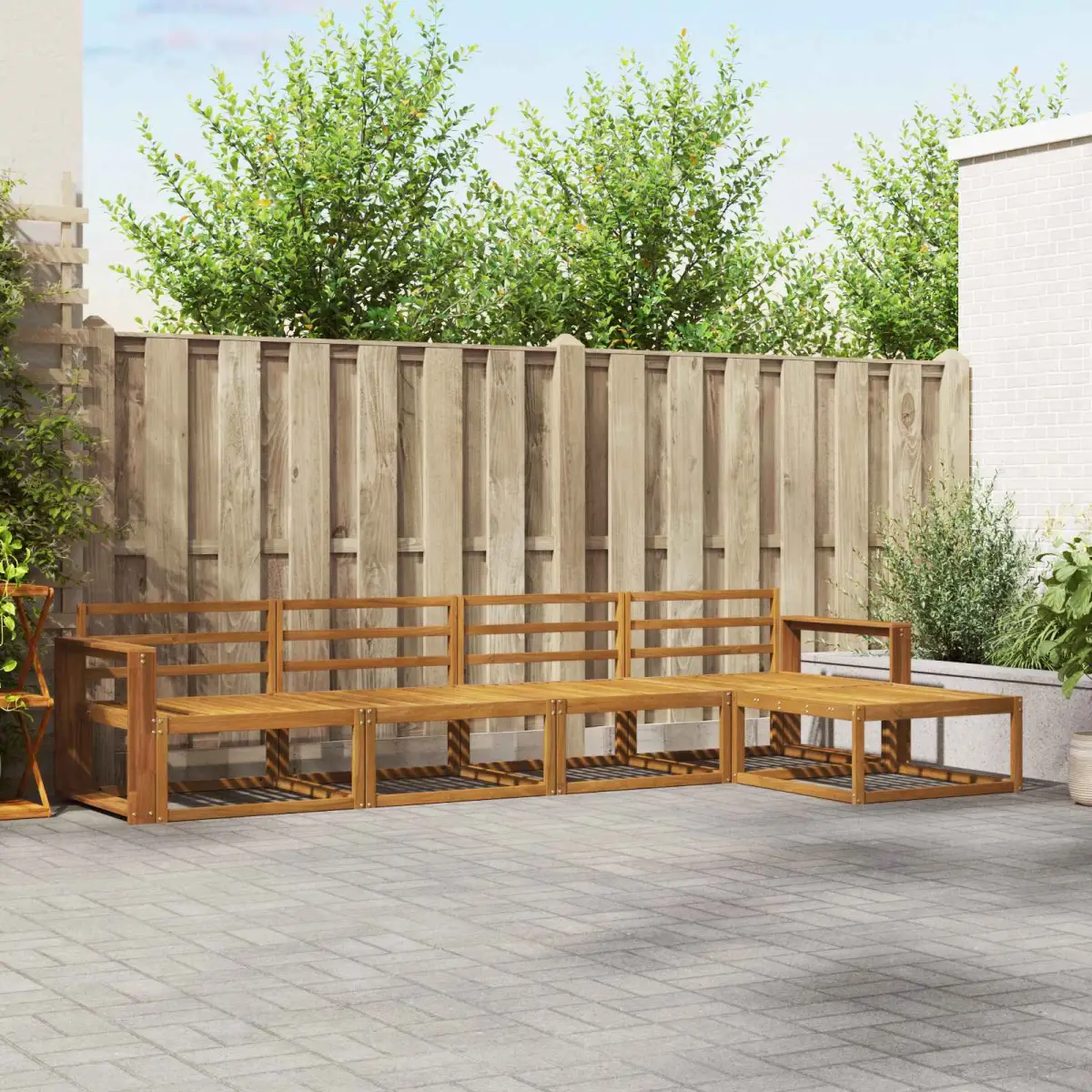 vidaXL vidaXL Outdoor Sofa Set 5 pcs Natural Solid Acacia Wood - Garden Sofa Sets