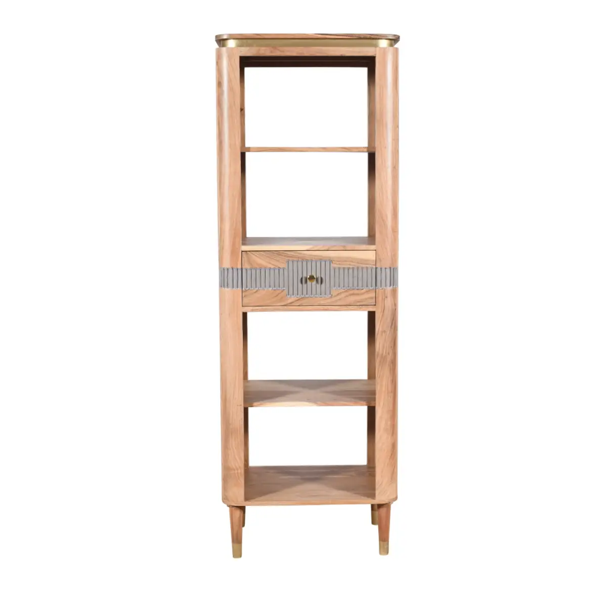 Indian Hub Wilton Acacia Wood Slim Bookcase With 1 Drawers - Bookcase