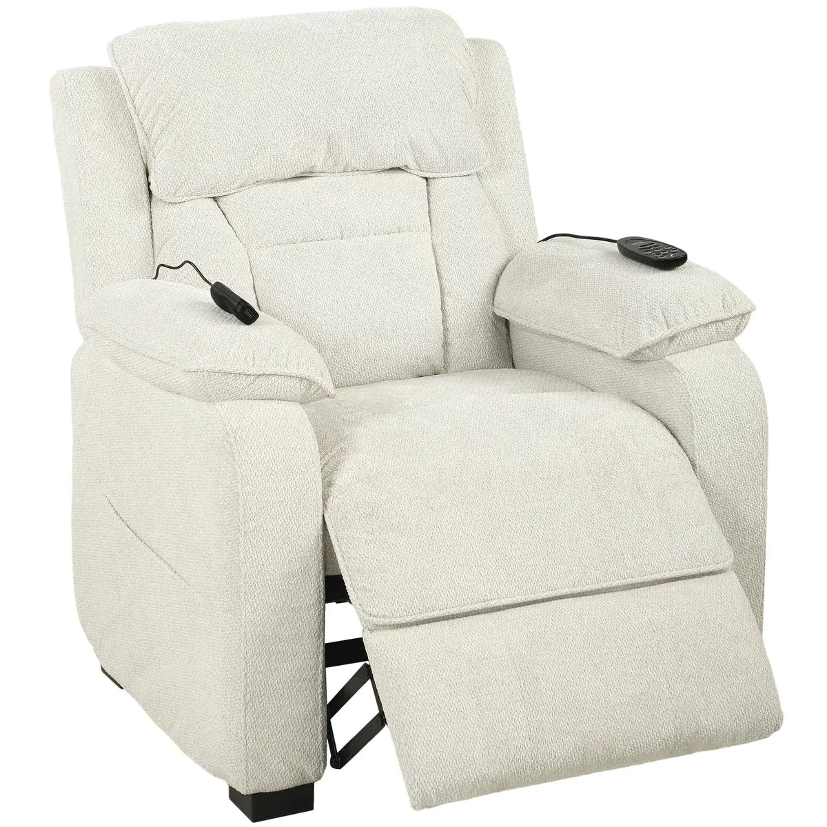 HOMCOM Power Recliner Armchair with Massage and Heat, Electric Reclining Chair with Wide Spring Seat, Cream White - from HOMCOM