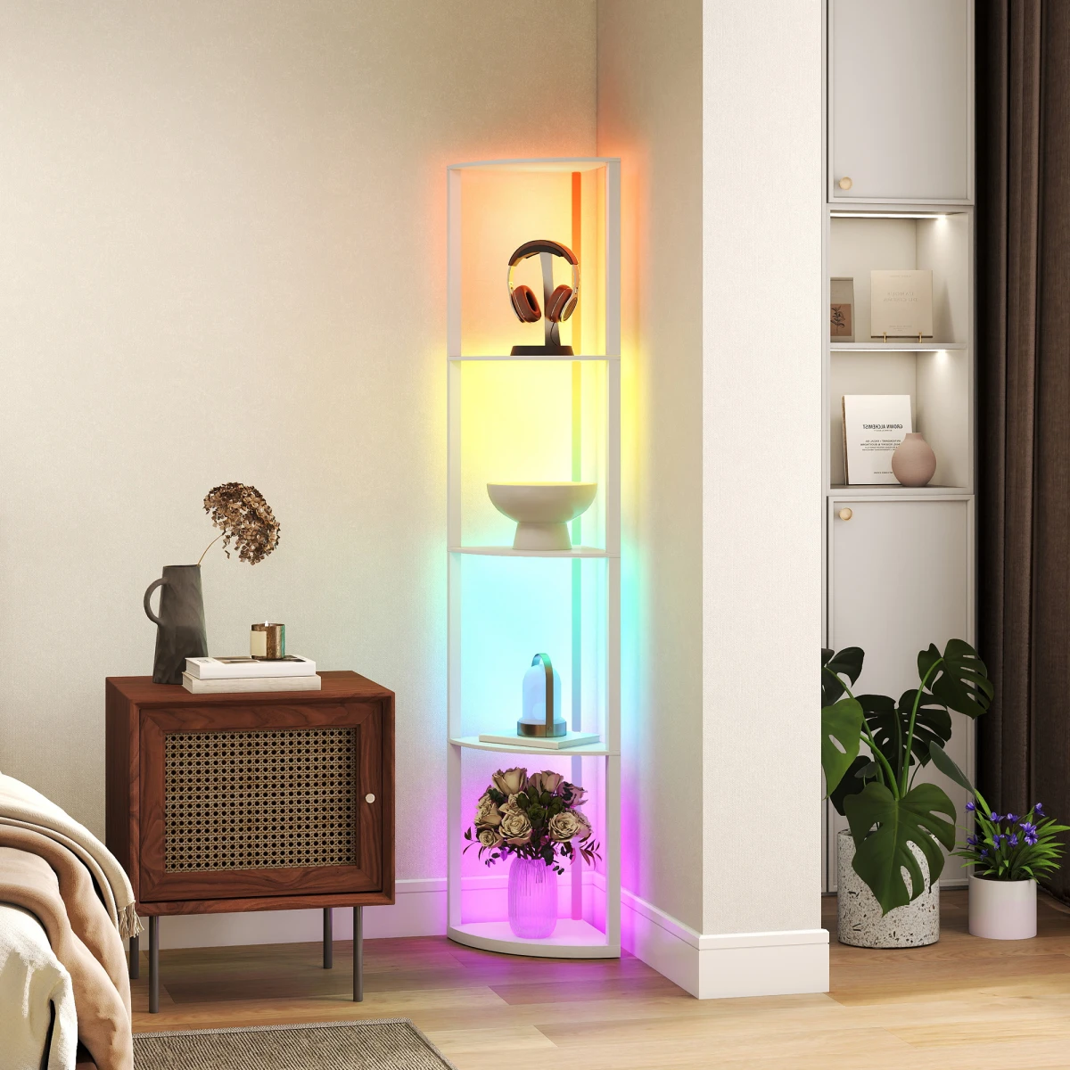N/A Smart Shelved Floor Lamp Tall Narrow RGB Remote - Lamp