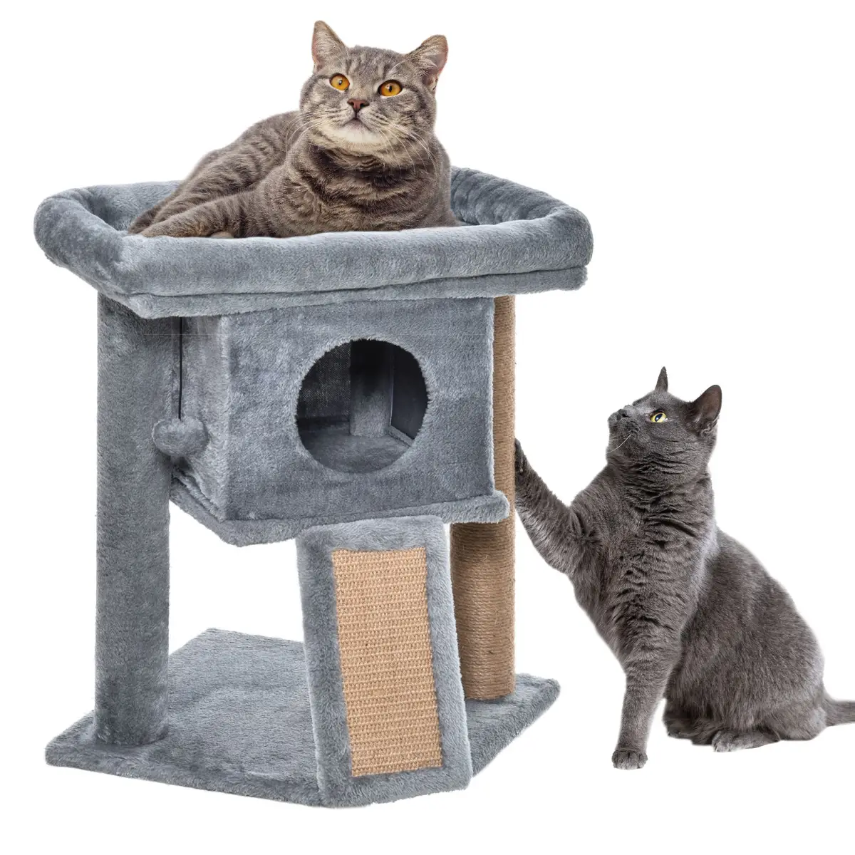 Unbranded Cat Tree Activity Centre W/ Scratching Pad, Toy Ball, Cat House - Grey Pawhut - Cat Tree