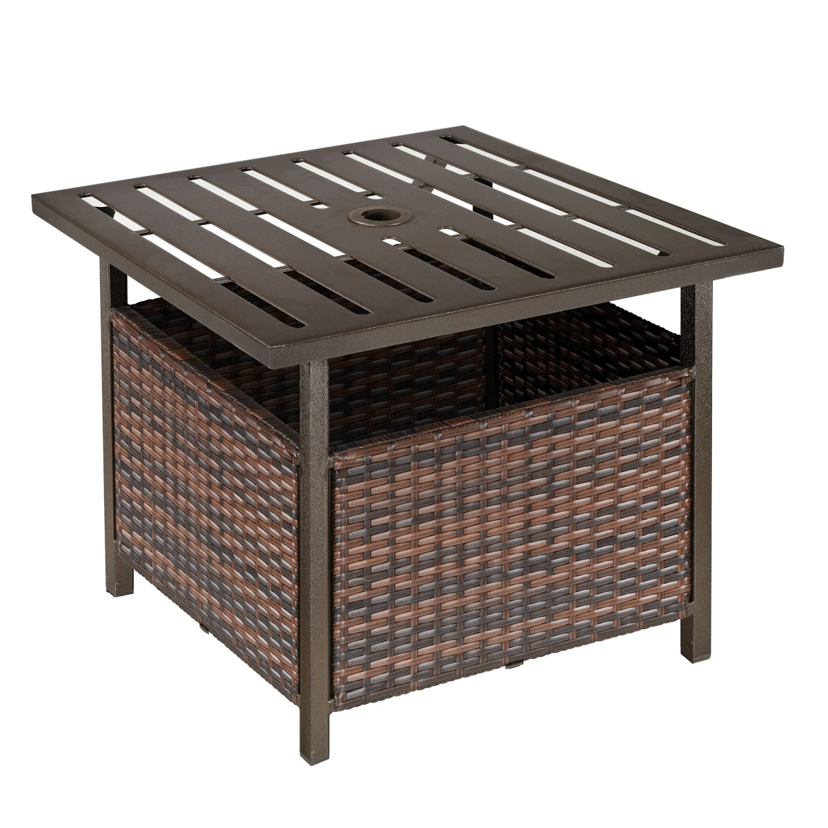 Outsunny Rattan Coffee Table 24In Parasol Garden by Outsunny