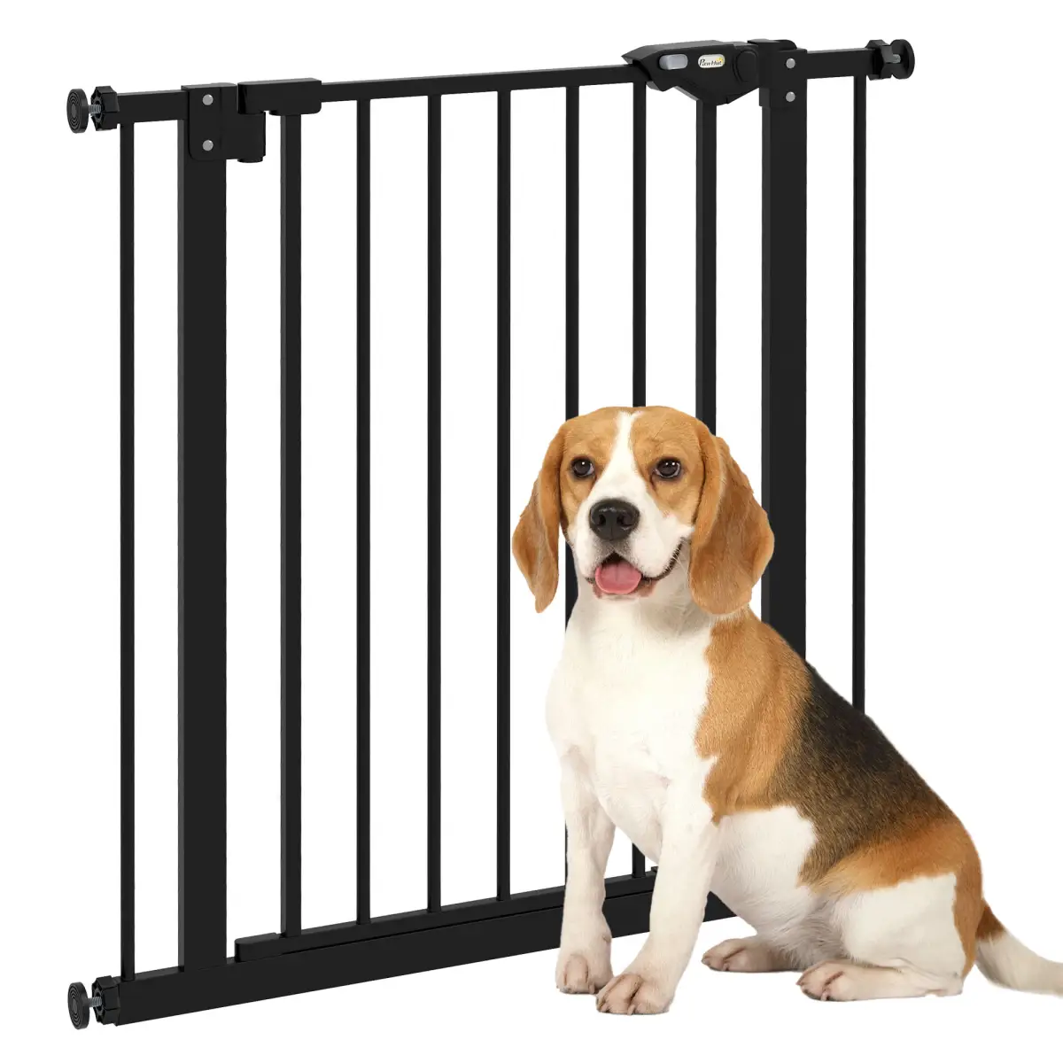 PawHut PawHut Adjustable Safety Gate w/ 1 Extensions and Four Adjustable Screws, Black - Pet Gate