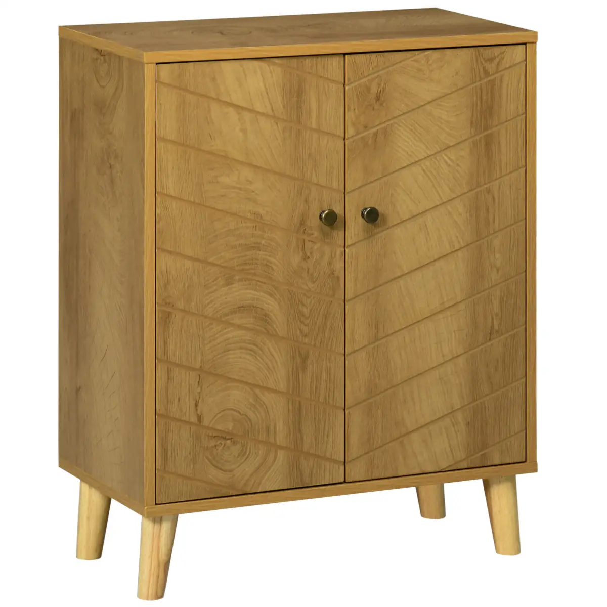 HOMCOM Storage Cabinet for Living Room Sideboard with Chevron Doors Natural - Sideboard