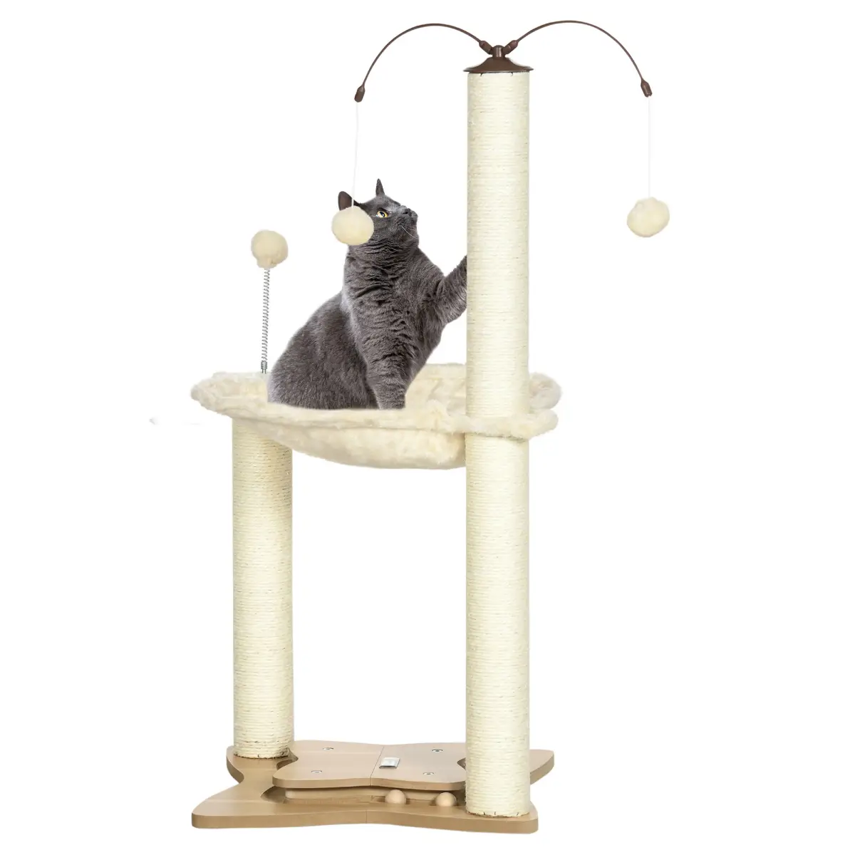 Unbranded Cat Tree for Indoor Cats w/ Scratching Posts Hammock, Toy Ball - Beige Pawhut - Cat Tree
