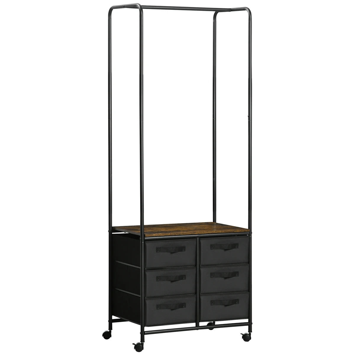 HOMCOM Hanging Clothes Rail Tall Wardrobe 6 Drawers by Homcom