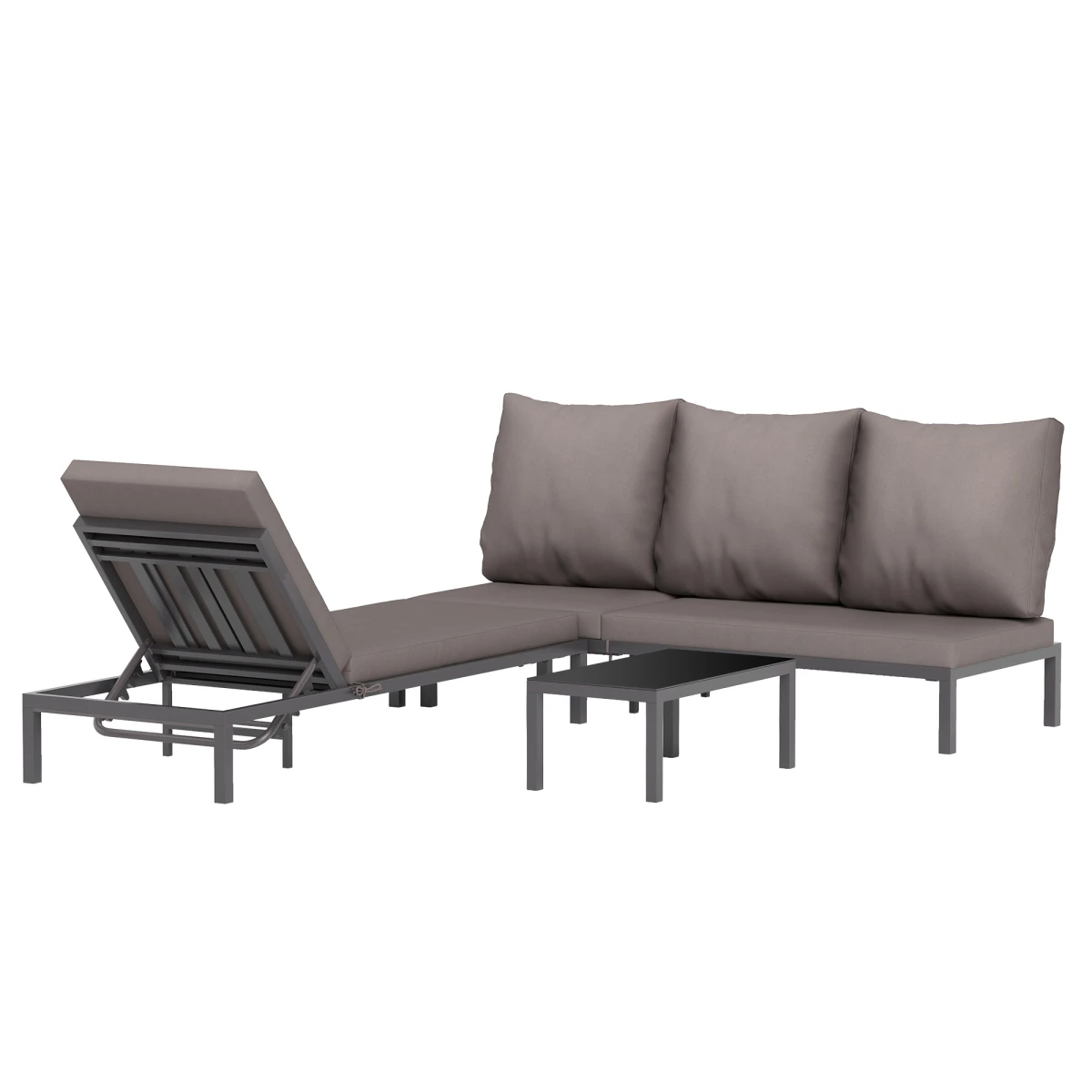 Outsunny Rattan Lounge Set 3 Piece Five Position Garden by Outsunny