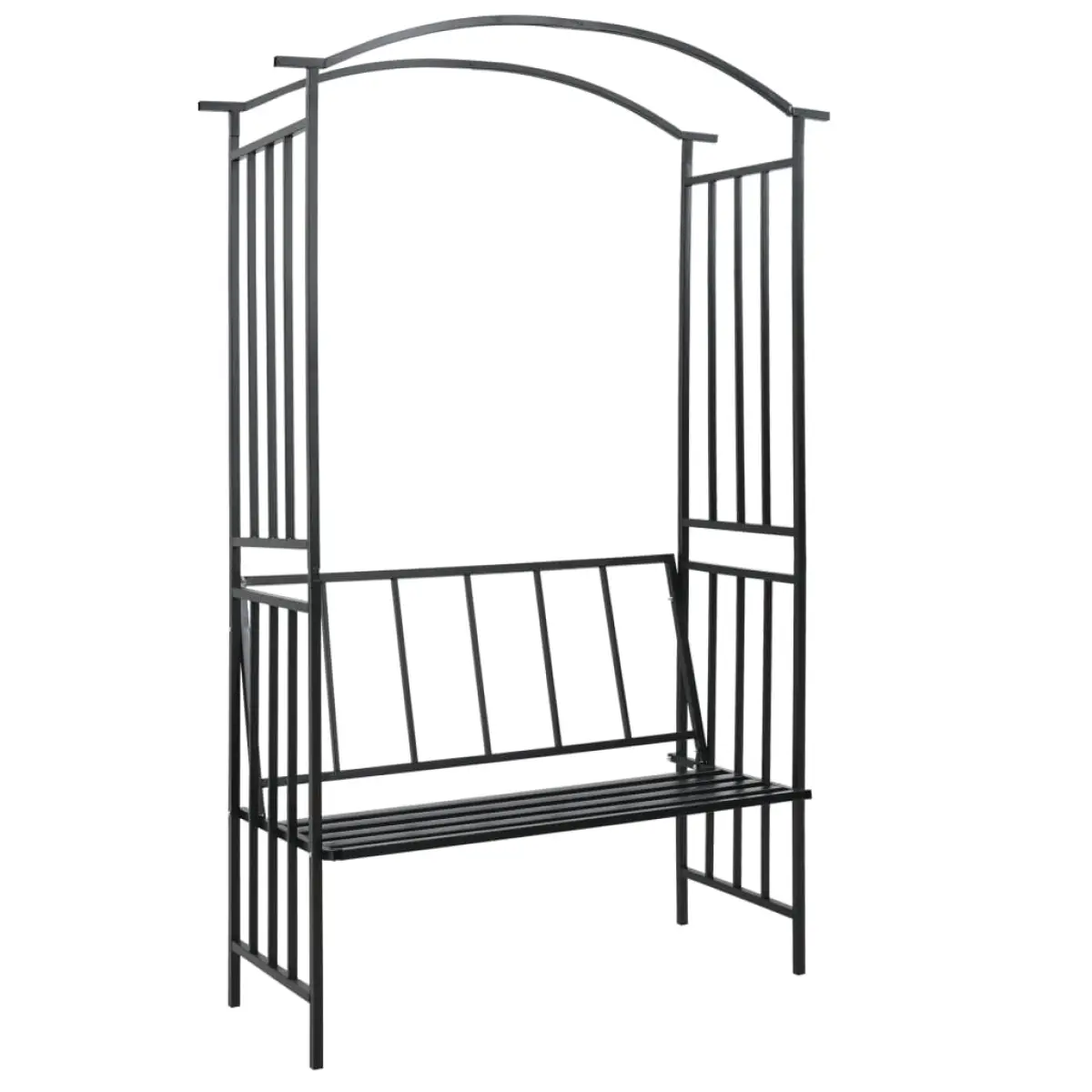 vidaXL vidaXL Garden Arch with Bench Black 128x50x207 cm Iron - Garden Chairs