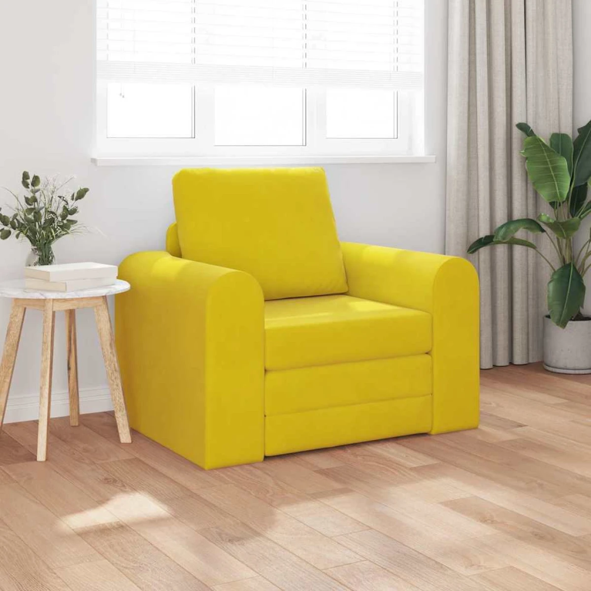 VidaXL Sofa Bed 98x71x83 Cm Velvet Yellow Living Room by vidaXL