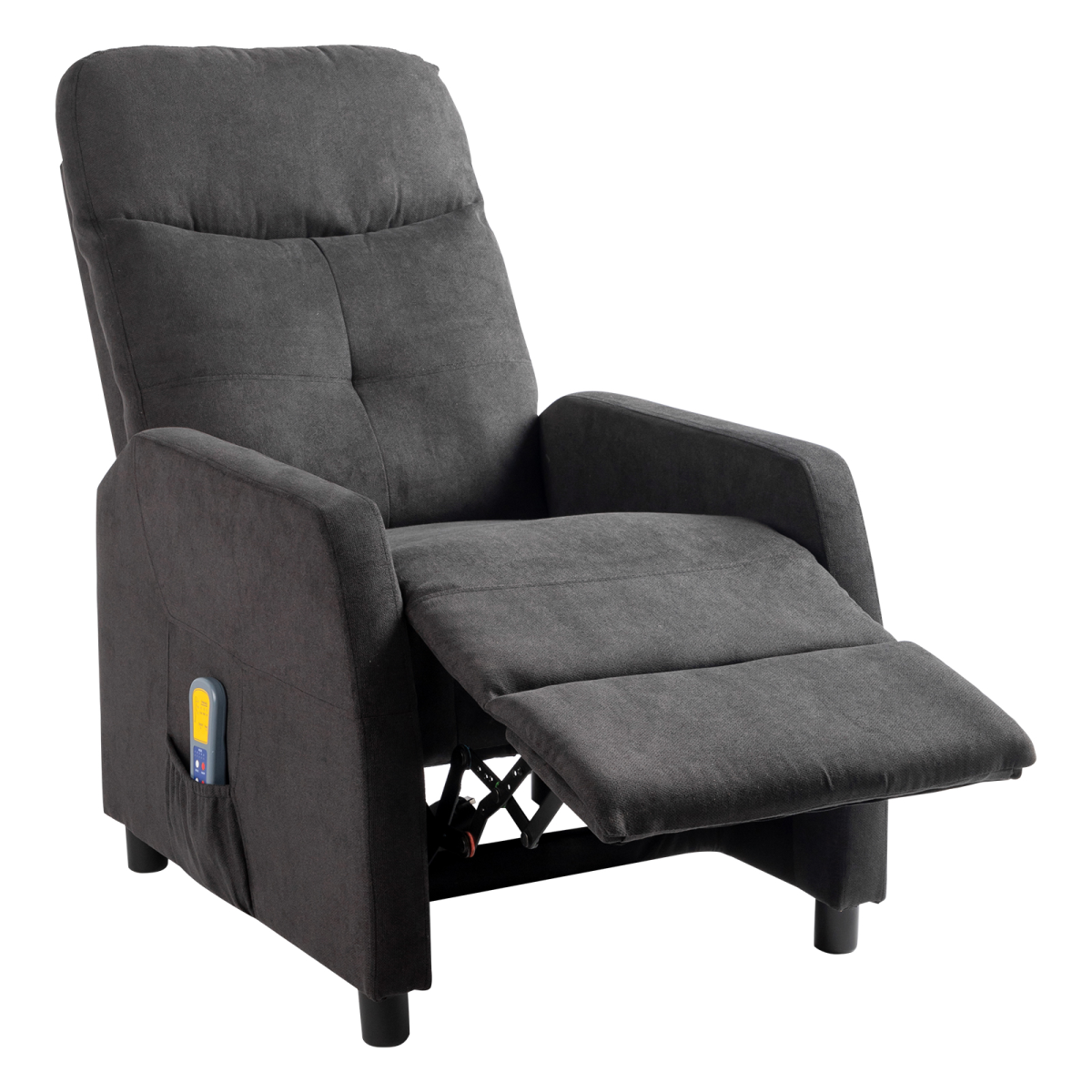 Fabric With 6-Point Massage Heating Function Electric Recliner Black - from N/A