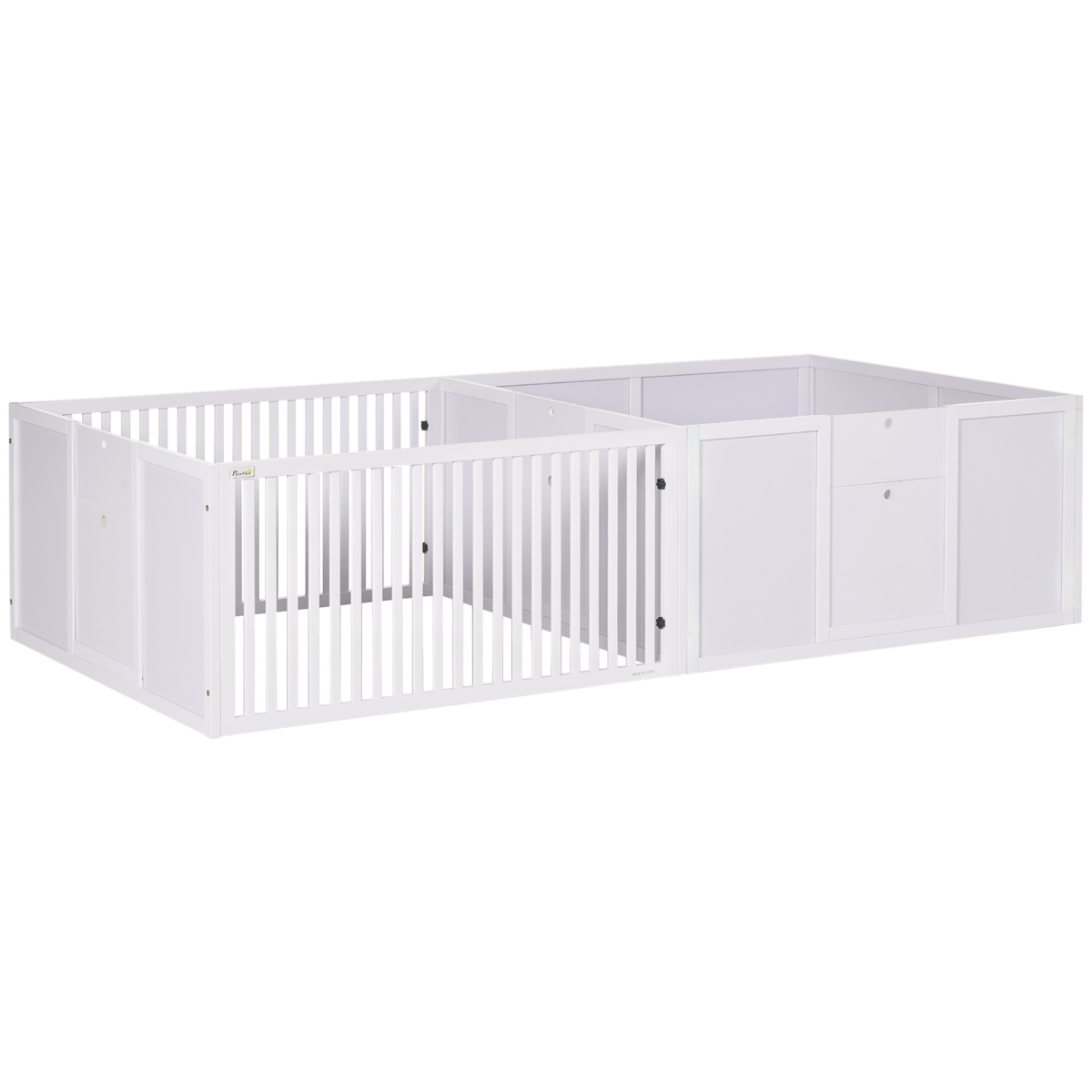 7 Panels Puppy Pen for Indoors, with Three Doors, Two-Room Design - from PawHut