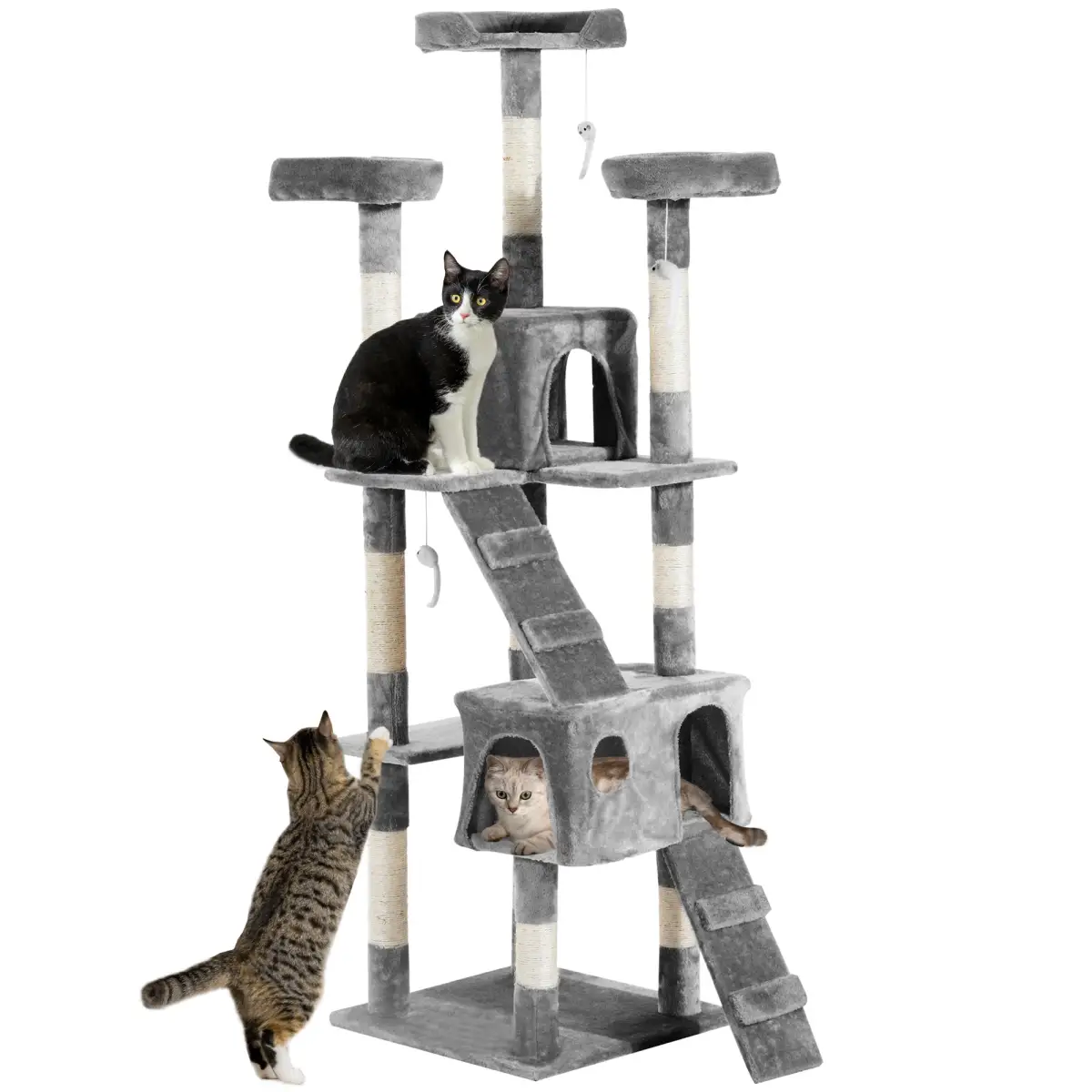 PawHut PawHut Cat Tree Scratcher Activity Centre, Condo Scratching Post Toy Bed - Cat Tree