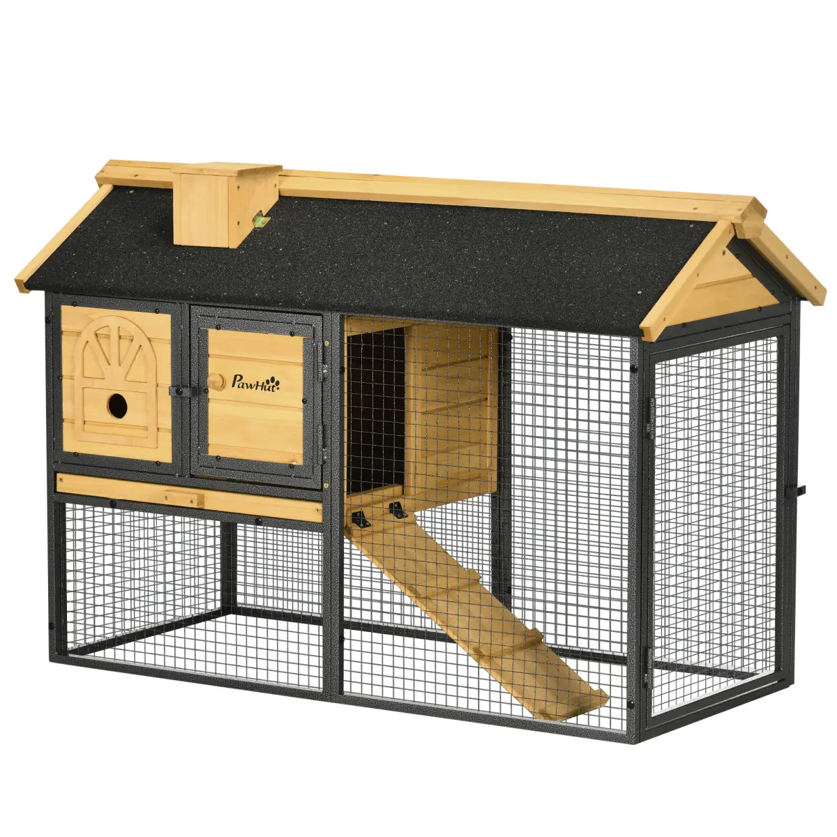 PawHut PawHut Rabbit Hutch Outdoor Bunny Cage w/ Run, Removable Tray 120 x 55.5 x 80cm - Rabbit Hutch