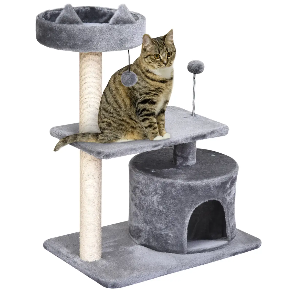 Pawhut 81cm Cat Tree Scratching Post Tower for Kitten Large Cats Activity Centre House - Cat Tree