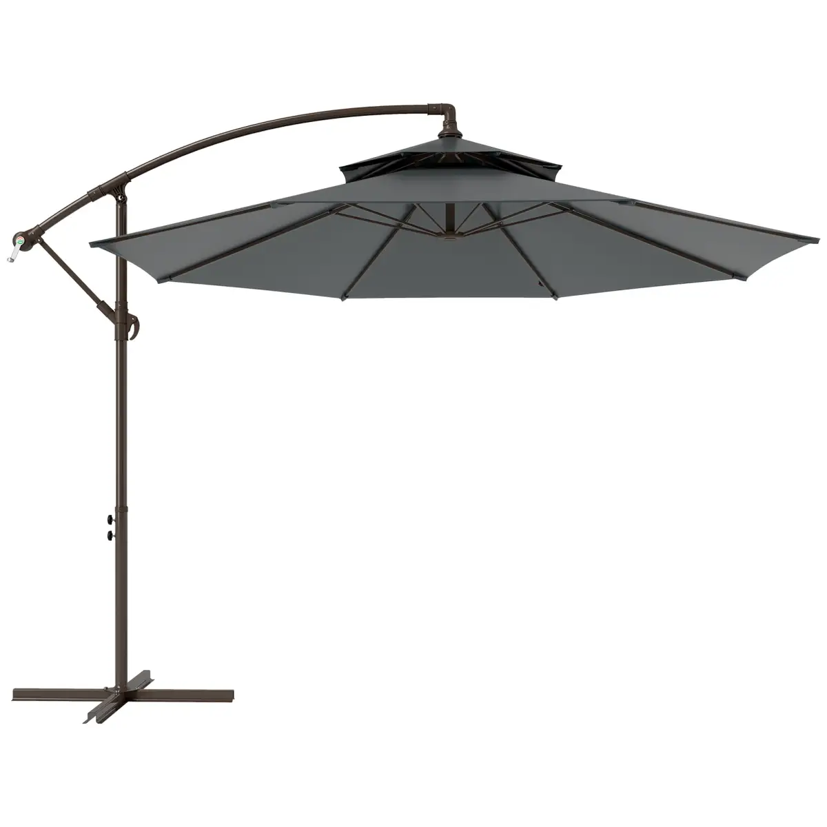 Outsunny 2.7m Garden Banana Parasol Cantilever Umbrella Handle, Dark Grey - Parasol