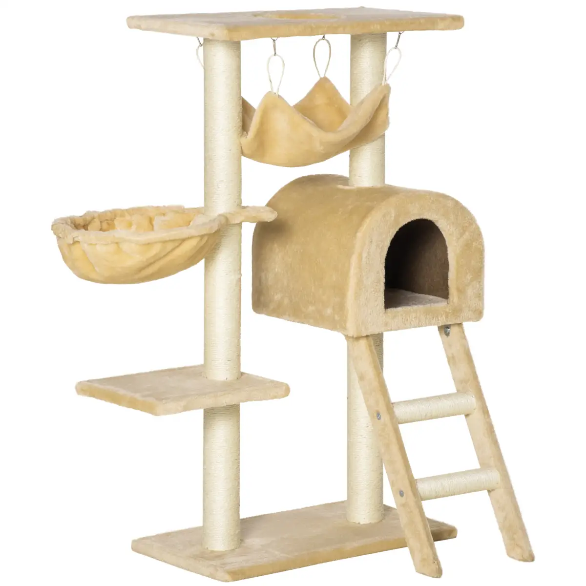 Cat Tree for Indoor Cats Scratching Post w/ Hammock House Bed Basket Pawhut - Cat Tree