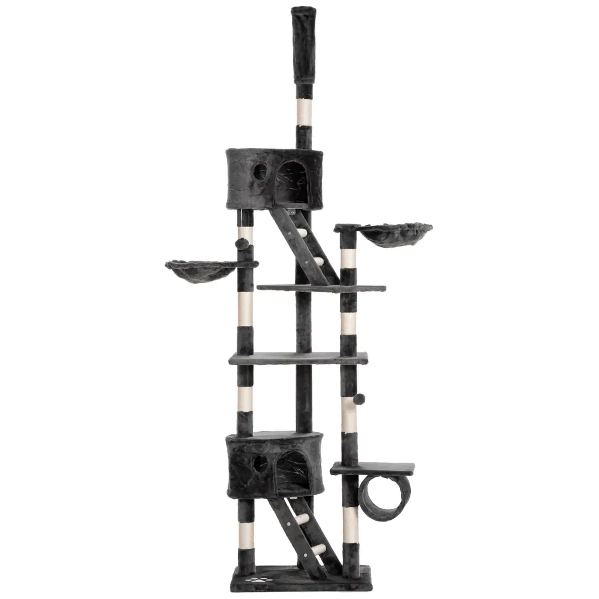 PawHut PawHut 240-260cm Floor to Ceiling Cat Tree with Scratching Posts - Dark Grey - Cat Tree