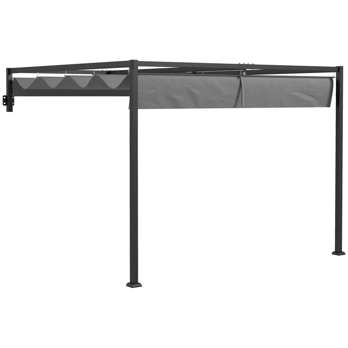 Outsunny Outsunny 3 x 4m Wall Mounted Pergola with Retractable Sun Shade Canopy - Gazebos