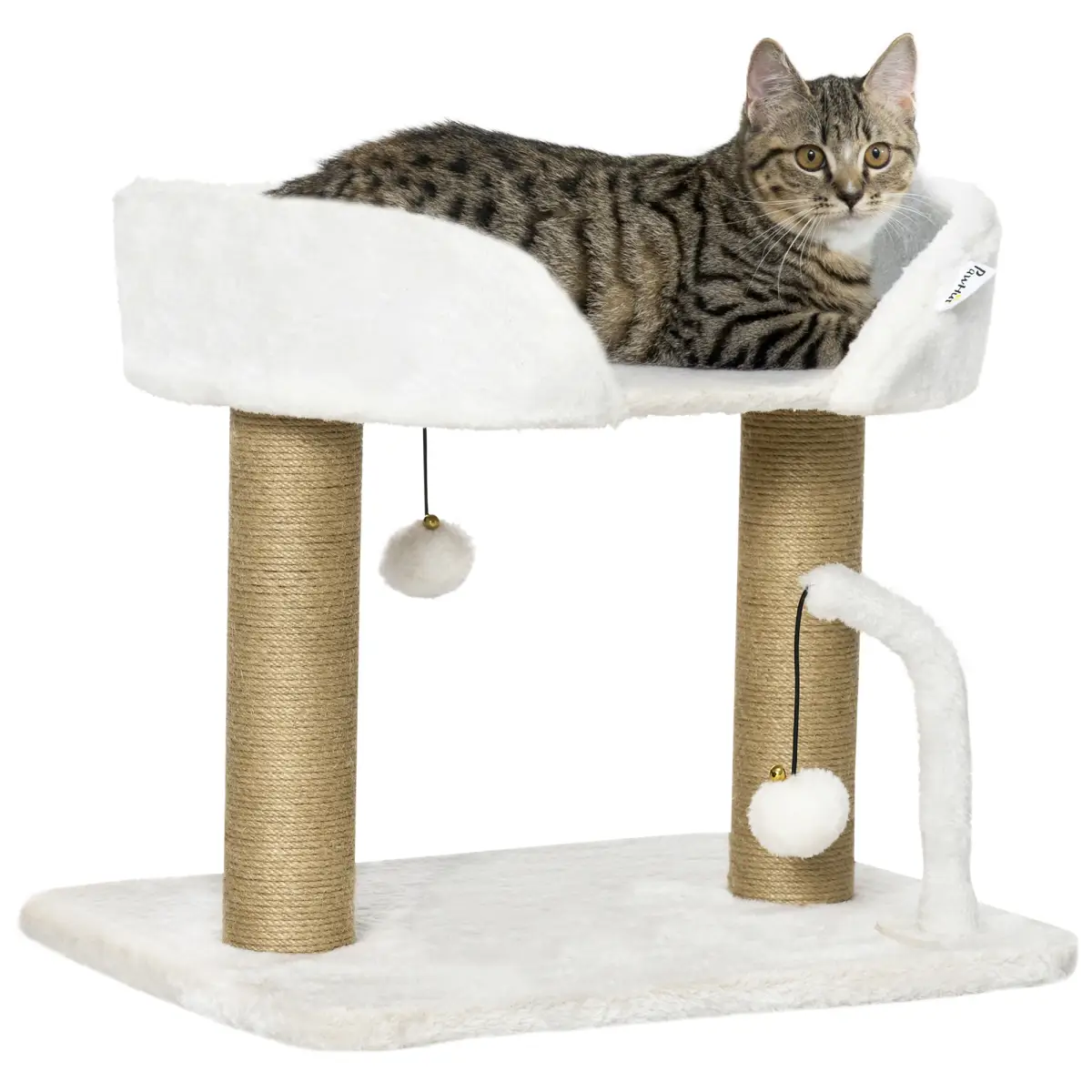 42cm Indoor Cat Tree Kitty Play Tower w/ Toy Balls, Jute Scratching Post - Cat Tree