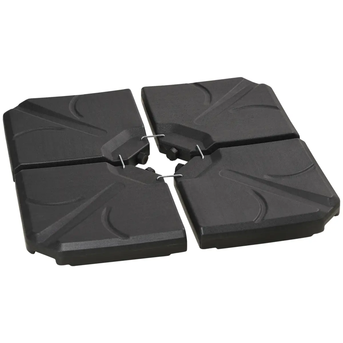 Outsunny Outsunny Set of 4 Banana Parasol Base Stand Water or Sand Filled Weights, Black - Parasol