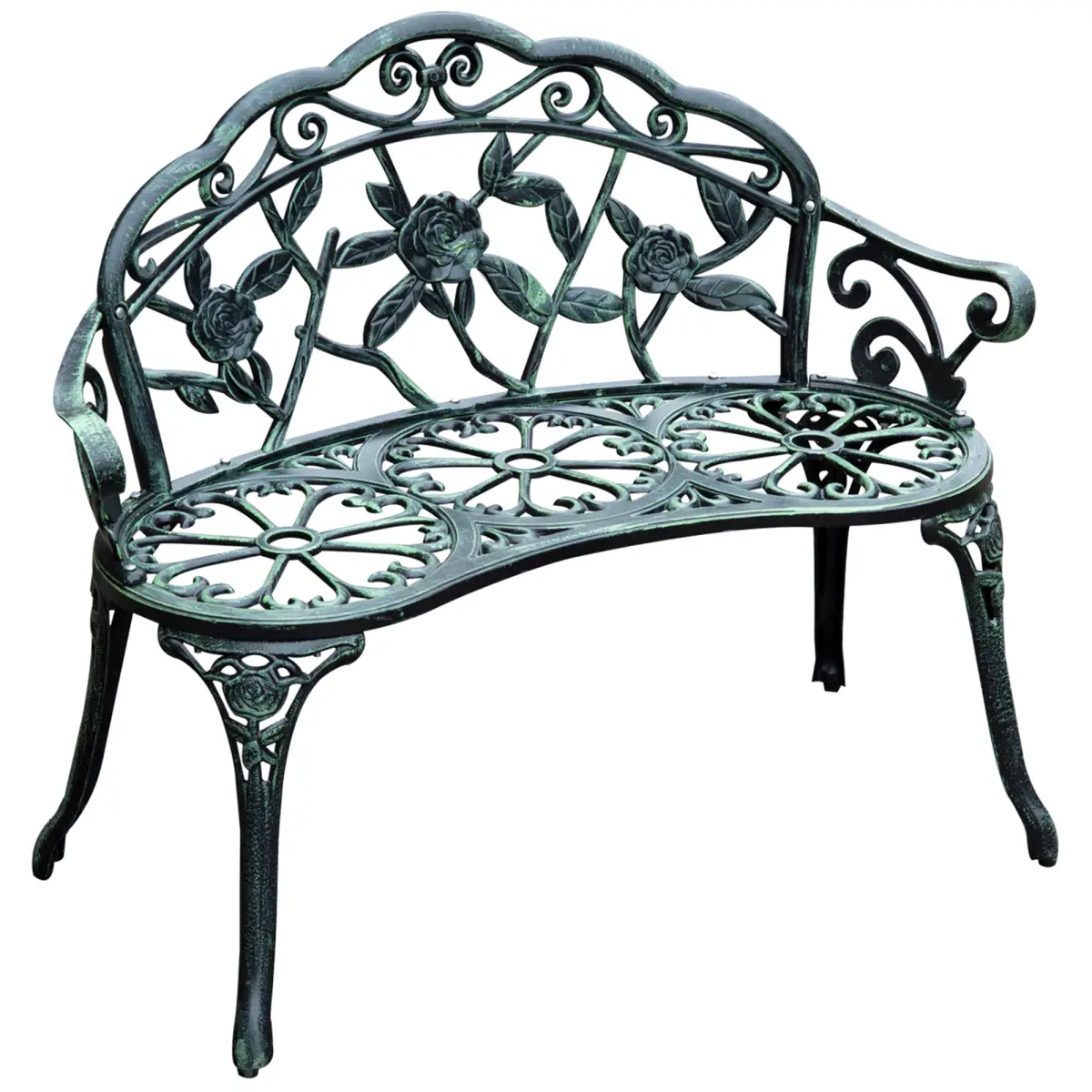 Outsunny Cast Aluminum Garden Bench Patio Chair - Garden Chairs