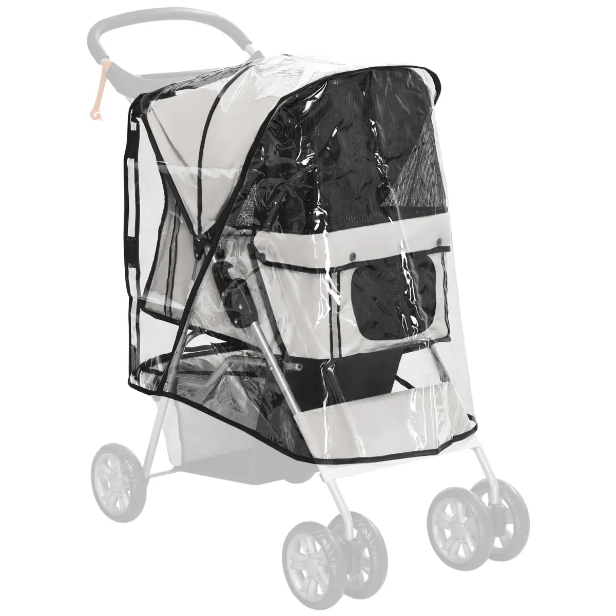 PawHut PawHut Dog Stroller Rain Cover w/ Rear Entry, Cover, for Dog Pram - Pet Carrier