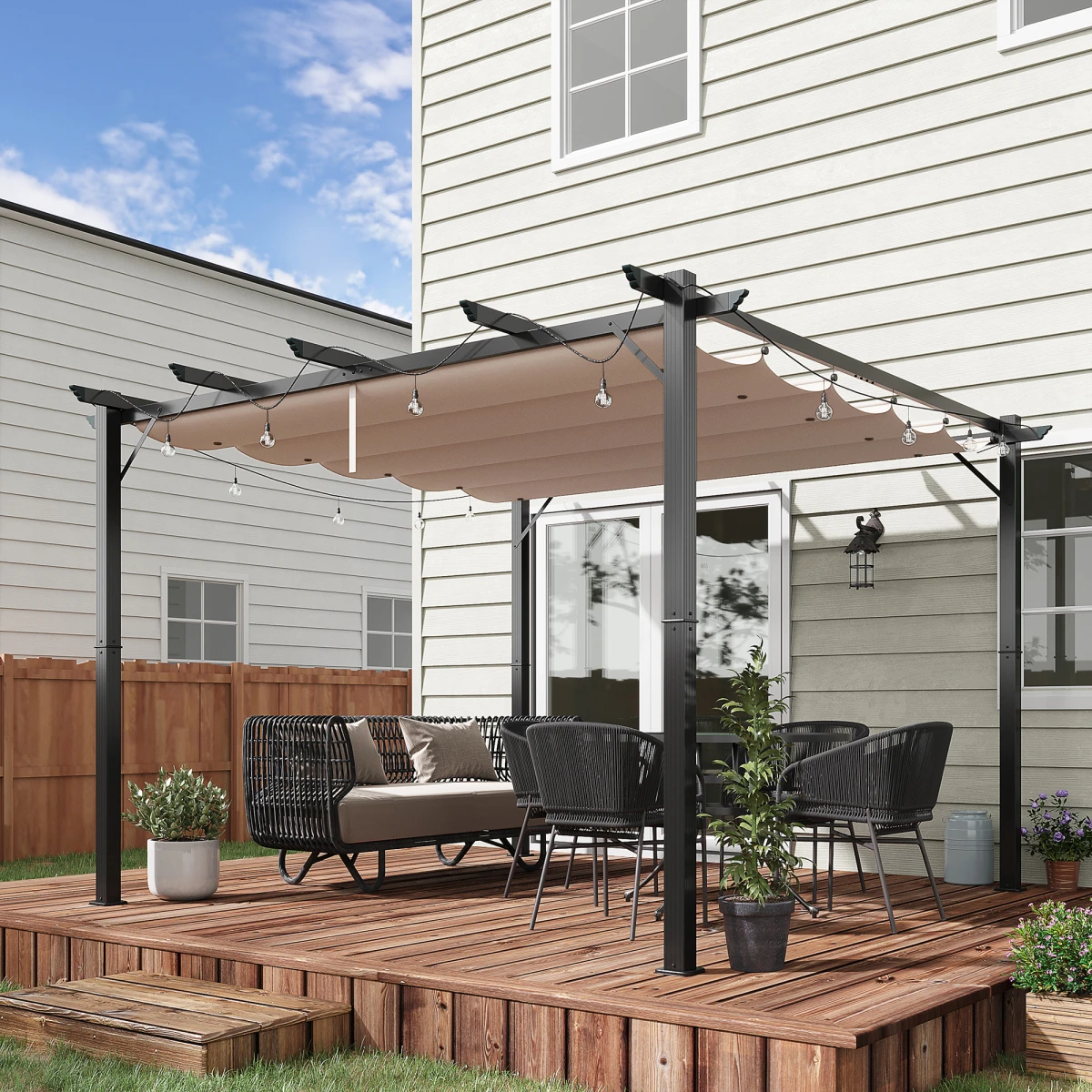 Outsunny Pergola 3x3m Adjustable Canopy Patio by Outsunny
