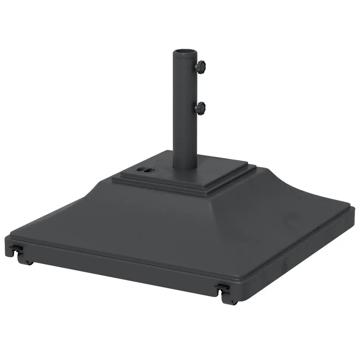 Outsunny Outsunny 60kg Square Parasol Base with Wheels Fillable Plastic Umbrella Stand - Parasol