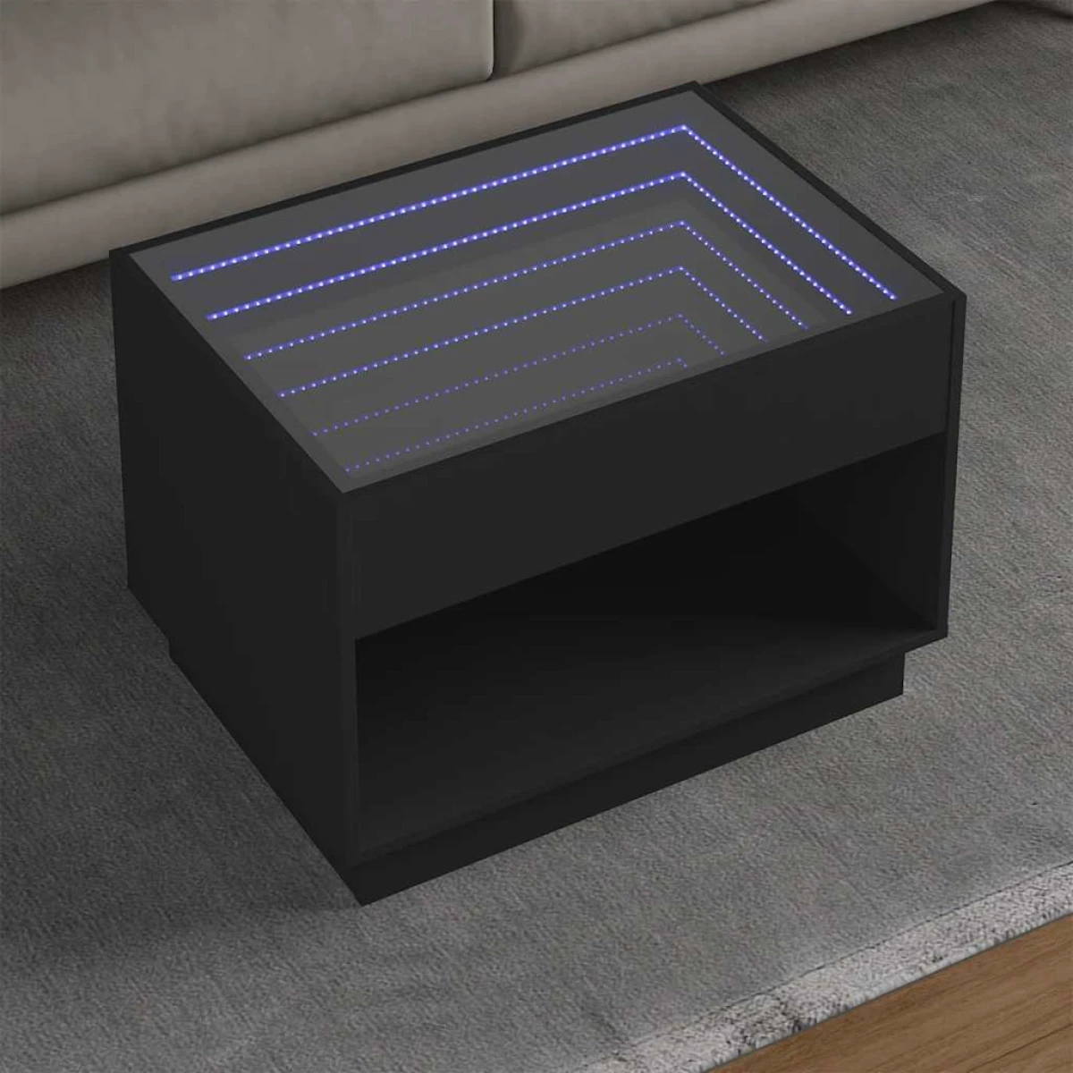 VidaXL Coffee Table 70x50x50 cm Infinity LED Mirror Black Living Room Decor For Modern Homes by vidaXL