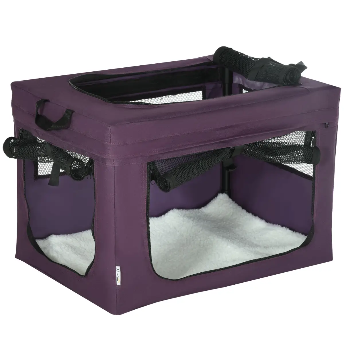 Unbranded 60cm Foldable Pet Carrier Cat Bag w/ Cushion, for Miniature Dogs - Purple - Pet Carrier