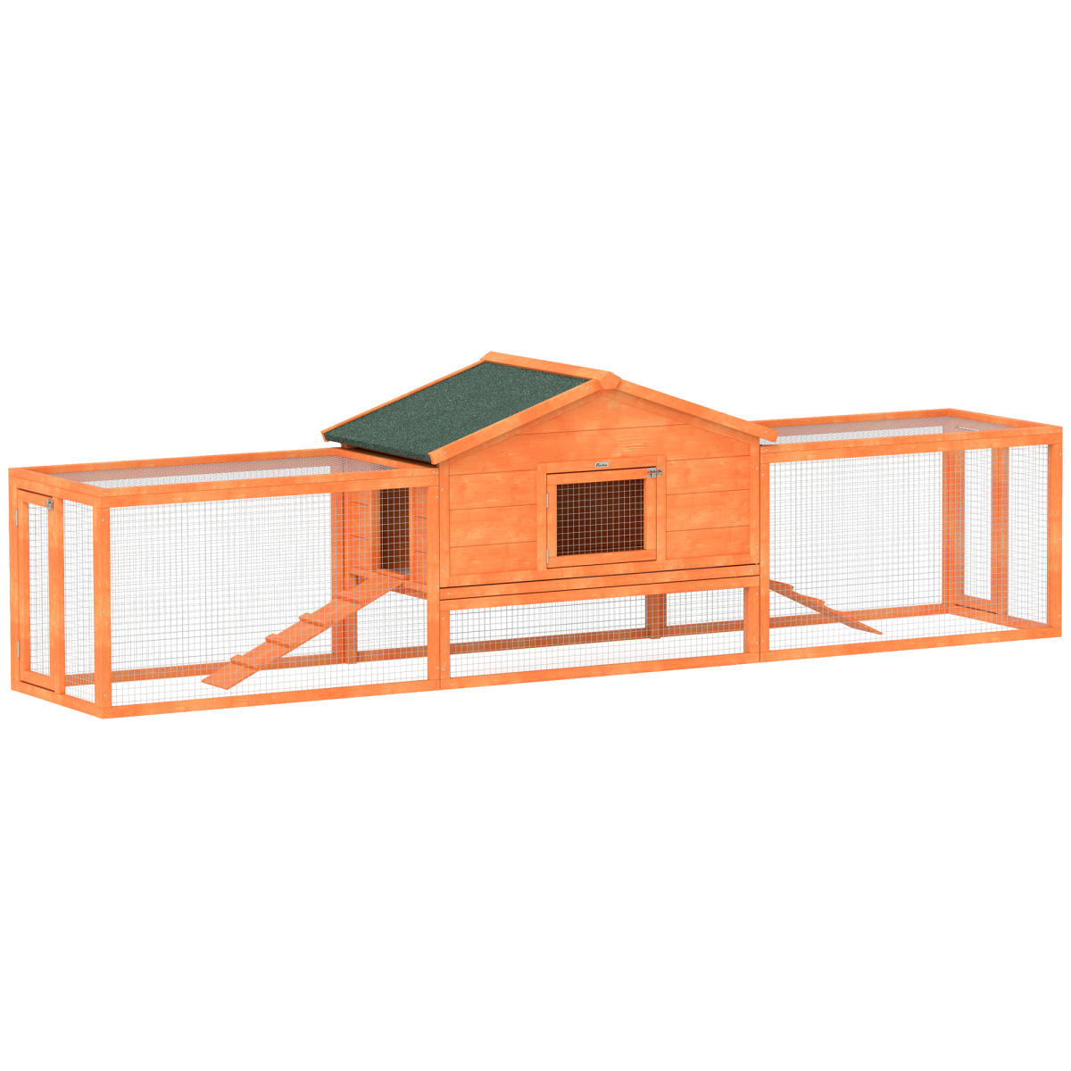 PawHut Wooden Rabbit Hutch Guinea Pig Hutch, Orange, 309 x 70 x 87cm - from PawHut