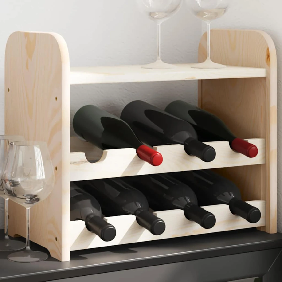 vidaXL vidaXL Wine Rack with Top Board 43x25x37 cm Solid Wood Pine - Wine Rack