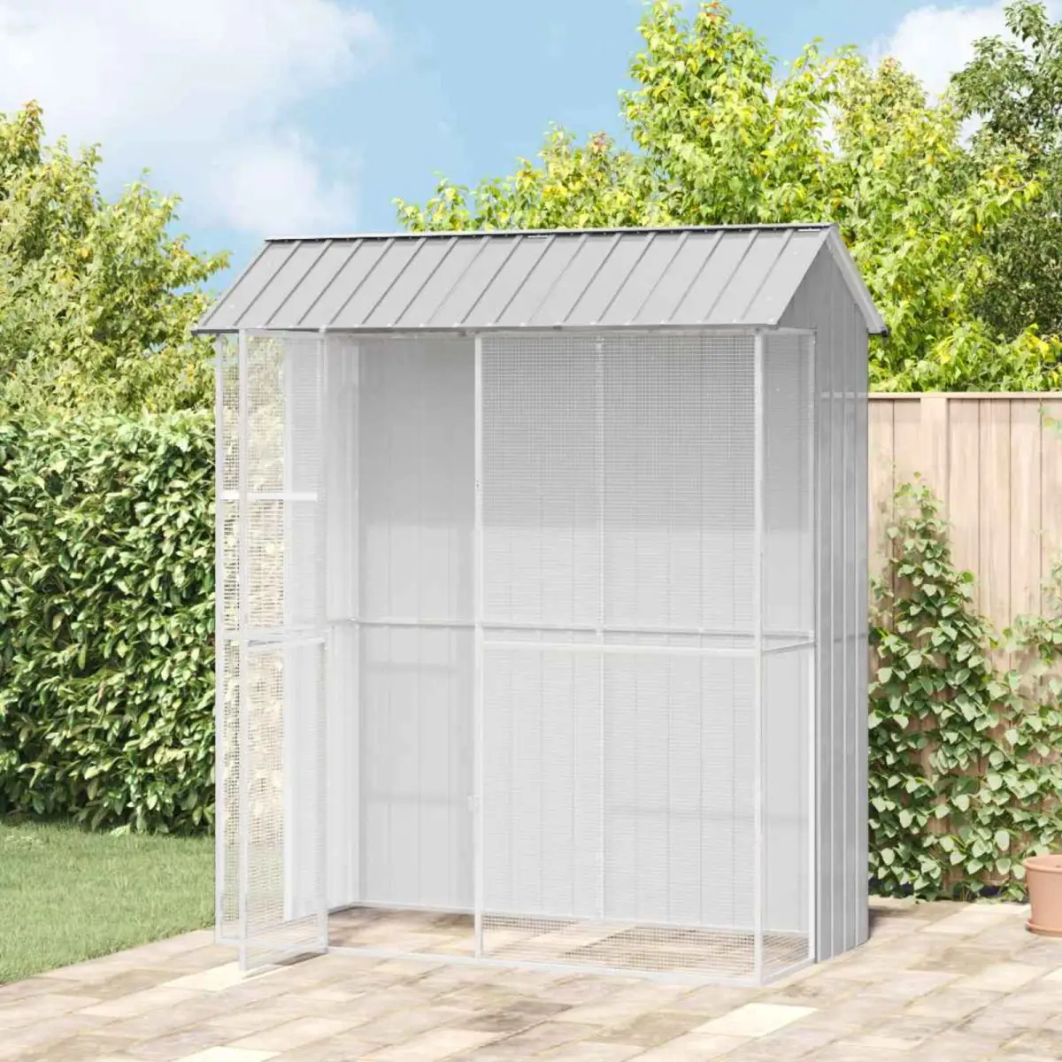 vidaXL vidaXL Bird Cage with Storage Grey 215 x 110 x 247 cm Galvanised Steel - Bird Cage