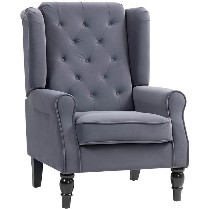 HOMCOM Accent Armchair Retro Tufted Velvet Upholstery Chair by HOMCOM