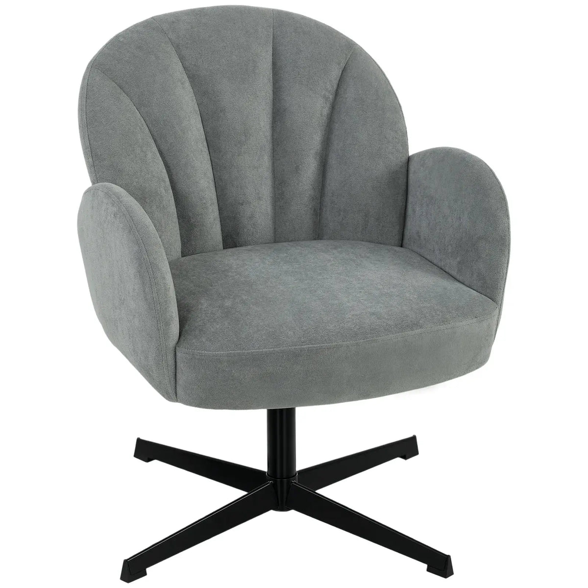 HOMCOM Swivel Accent Chair, Shell-Shaped Armchair with Spring Cushion, Metal Base, Grey - from HOMCOM
