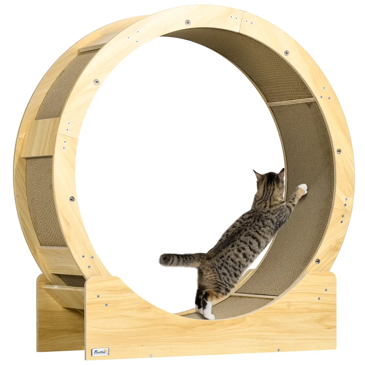 PawHut PawHut Cat Wheel with Brake, Scratching Pads for Health, Oak - Cat House