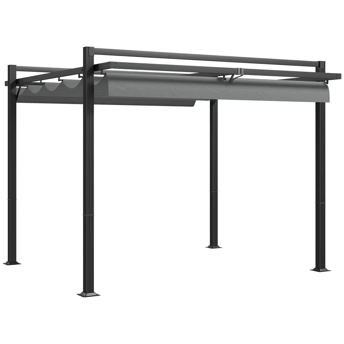 Outsunny Outsunny 3 x 3(m) Pergola with Retractable Roof and Aluminium Frame, Grey - Gazebos