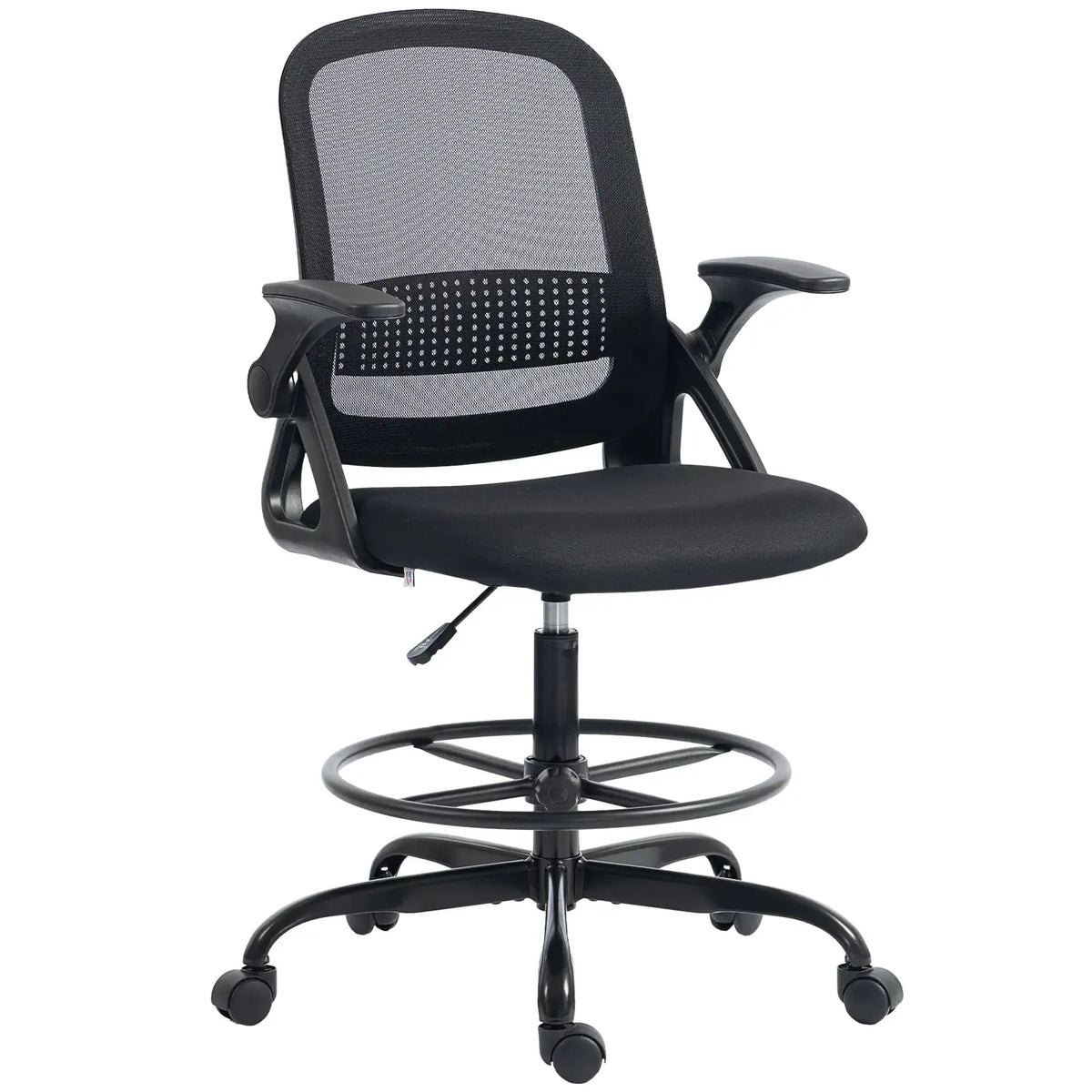 HOMCOM Painting Chair, Mesh Computer Desk Chair with Flip-up Armrests, Black - from HOMCOM