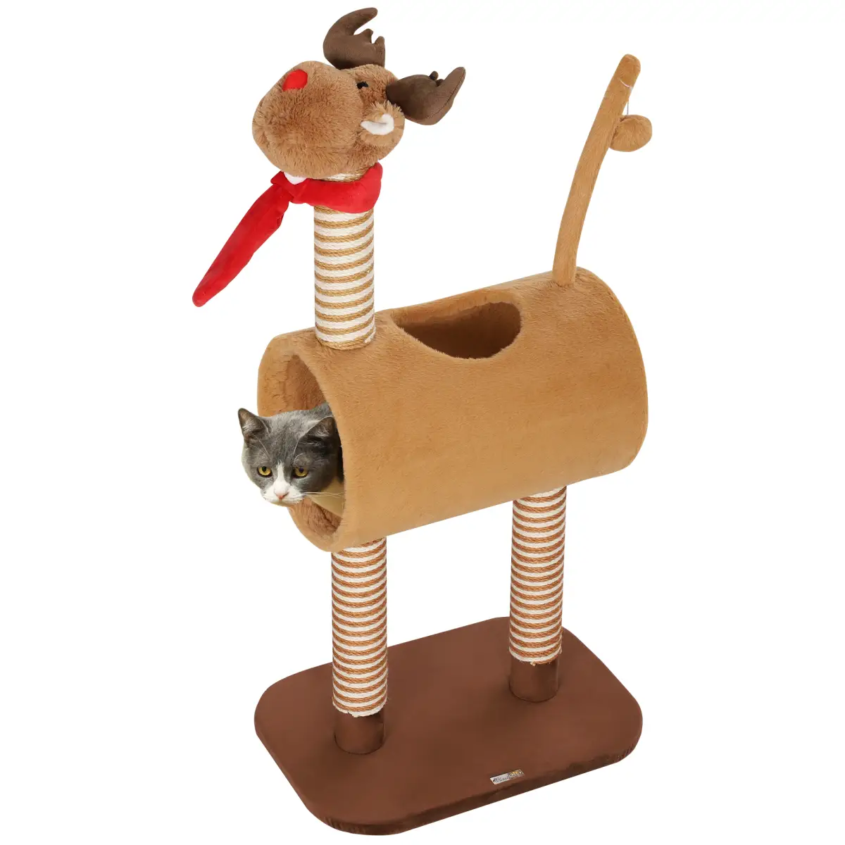 PawHut Cat Tree, 98cm Deer Themed Cat Tower for Indoor Cats and Kittens - Cat Tree