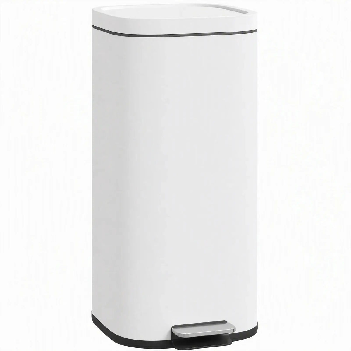 HOMCOM 30L Kitchen Bin, Compact Pedal Bin with Soft-Close and Stay-Open Lid, Removable Bucket for Kitchen, Home, Office, White - from HOMCOM