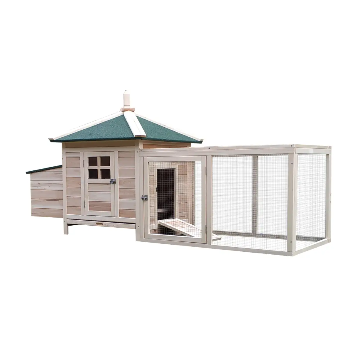 Pawhut Chicken Coop Small Animal Pet Cage w/ Nesting Box Outdoor Run Backyard Wooden - Chicken Coop