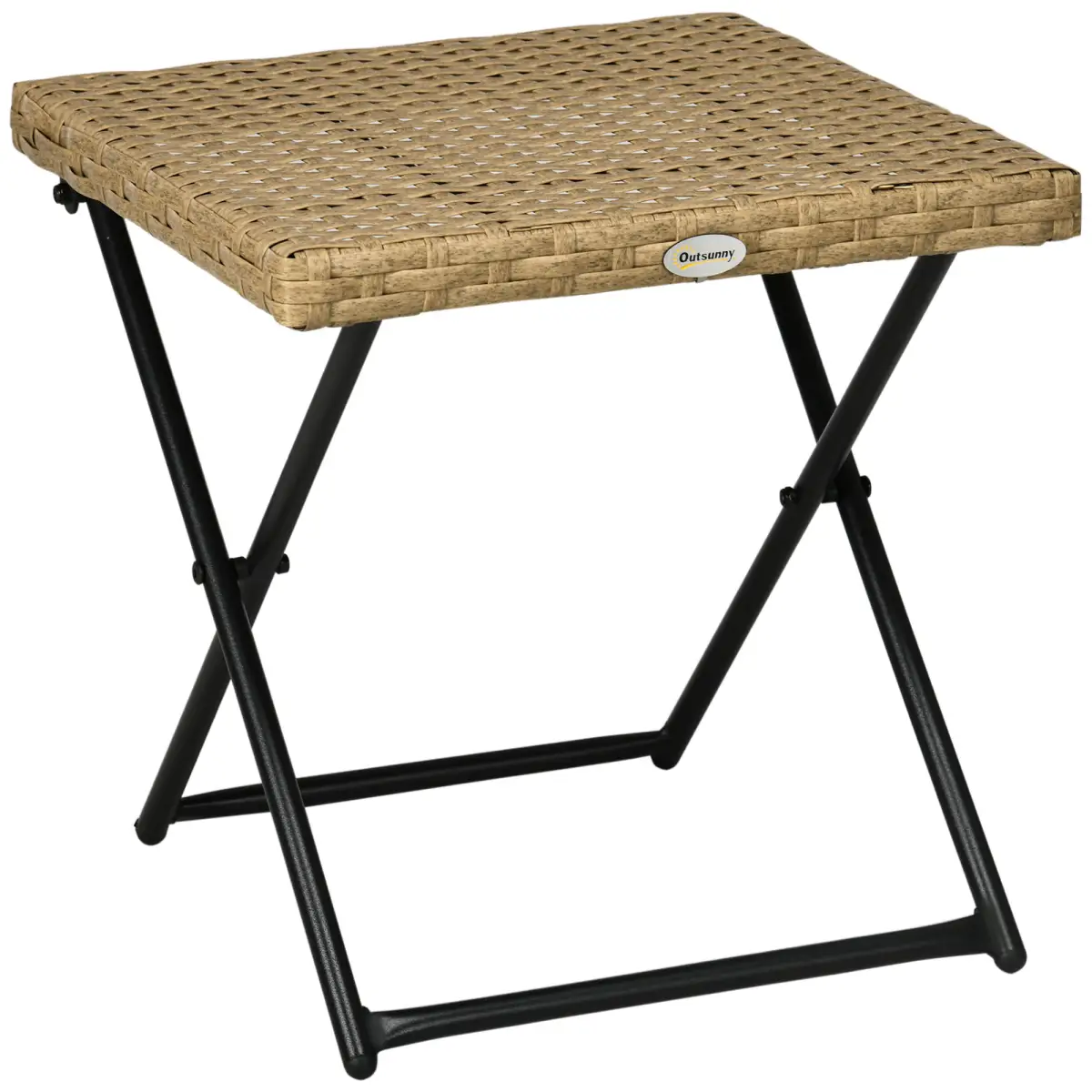 Outsunny Outsunny Folding Square Rattan Coffee Table, Steel Frame Bistro Garden Natural - Garden Table