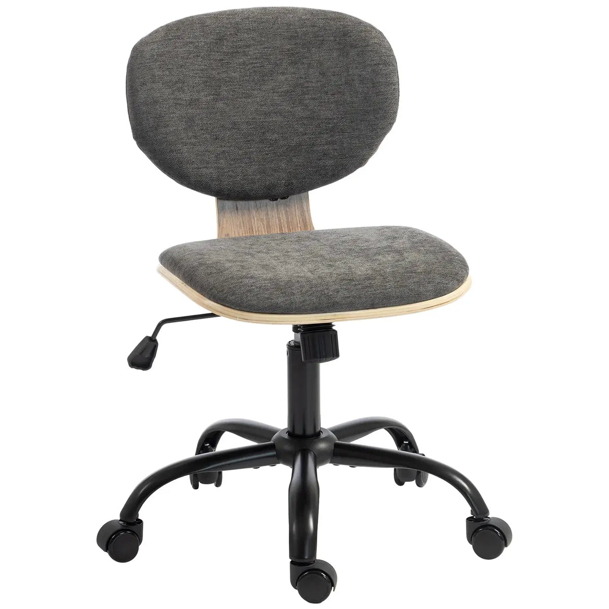 HOMCOM Home Office Desk Chair Rocking Function Ergonomic Swivel Chair with PU Wheels, Grey - from HOMCOM