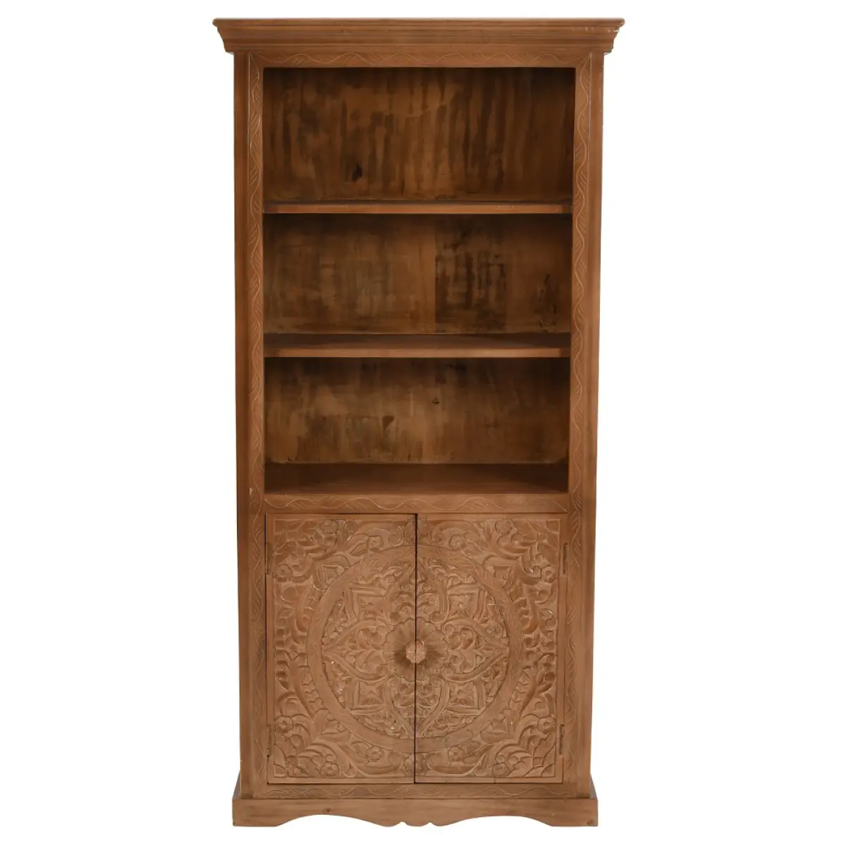 Indian Hub Artwork Mango Wood Large Bookcase - Bookcase