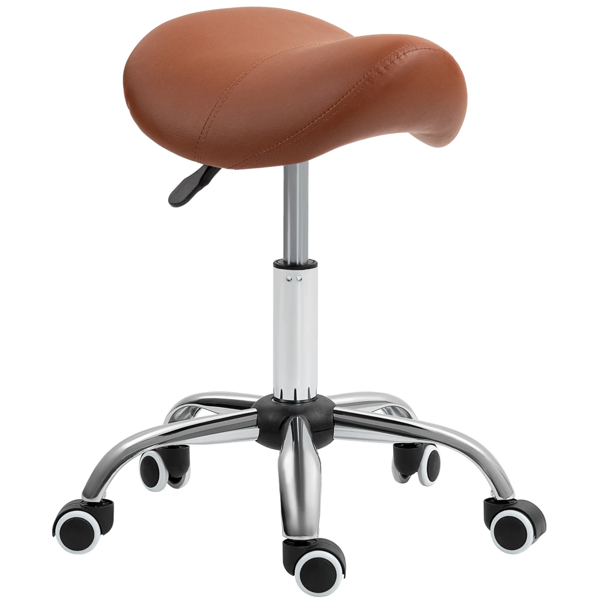 HOMCOM Saddle Stool 49-61cm Adjustable Height Padded PU Seat For Salons And Home Studios by HOMCOM