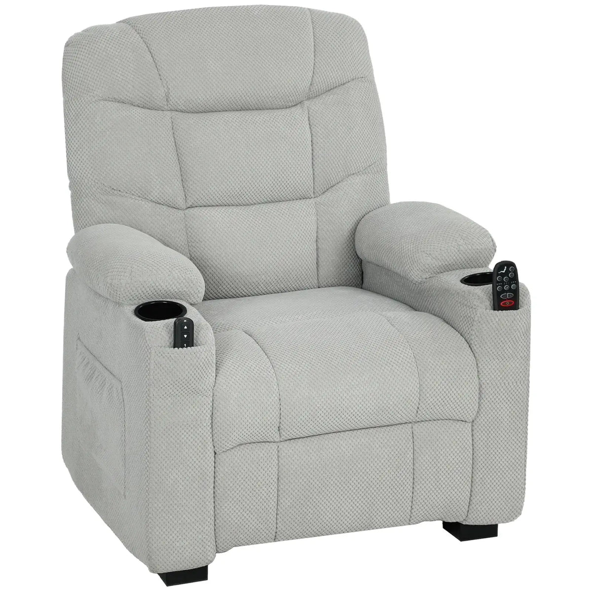 HOMCOM Electric Massage Recliner Armchair with Vibration, Heat, Whisper-Quiet Motor, Memory Function, Fleece Power Reclining Chair with Spring Pack, USB Port, Footrest, Side Pocket, Grey - from HOMCOM