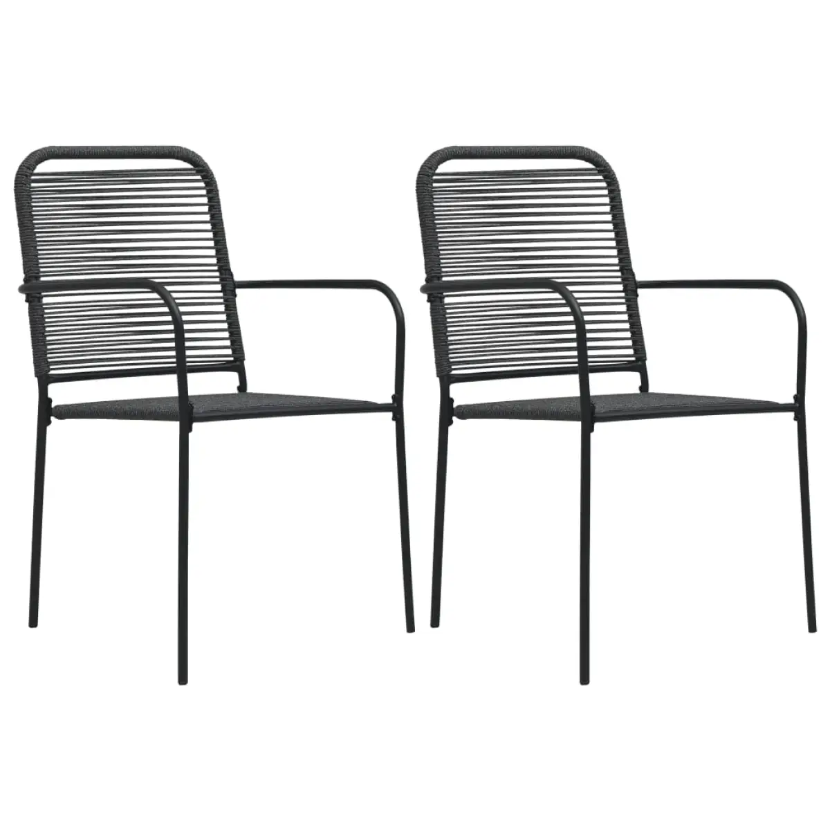 vidaXL vidaXL Garden Chairs 2 pcs Cotton Rope and Steel Black - Garden Chairs