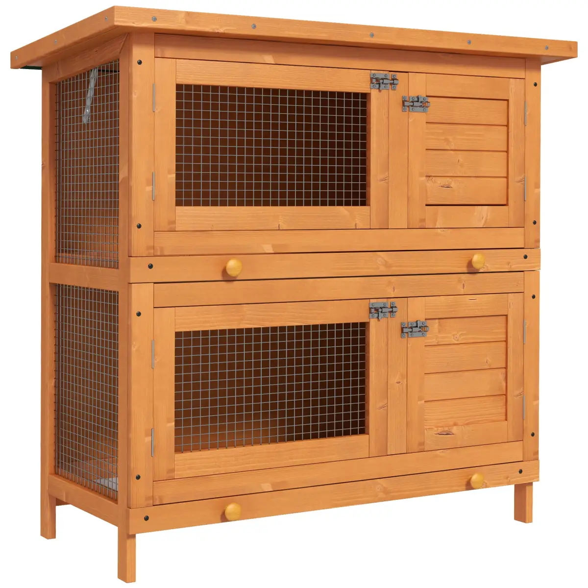 Pawhut 2-tier Rabbit Hutch Small Animal Wooden Bunnies House Outdoor Backyard 2 Sizes - Rabbit Hutch