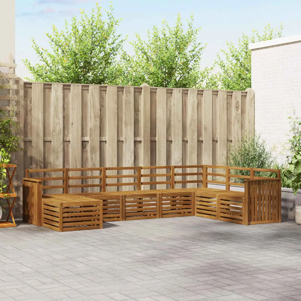 vidaXL vidaXL Outdoor Sofa Set 8 pcs Natural Solid Acacia Wood - Garden Sofa Sets